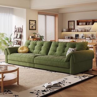 Retro Cloud Fabric Sofa Living Room Small Apartment American Cream Style Straight Three-Seat Internet Celebrity Cat Claw Fabric Sofa
