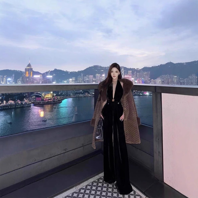 2025新款冬保暖时尚中老年女装仿皮草水貂毛中长款外套气质皮草|undefined