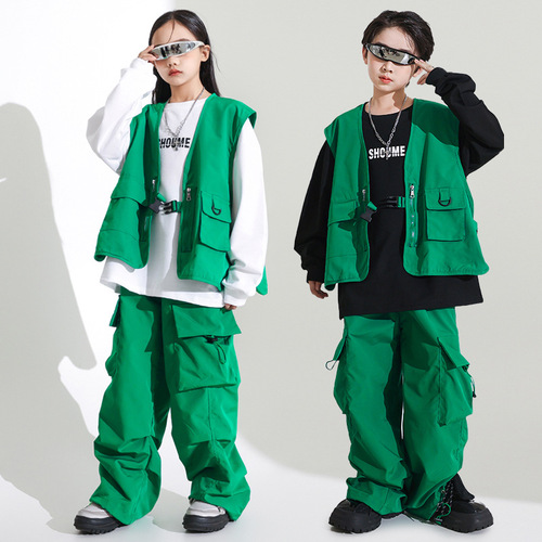 Girls' Jazz Dance Costume Cool Japanese Street Dance Performance Suit Set Children's Hip-Hop Hiphop Fashion Show Stage Trendy
