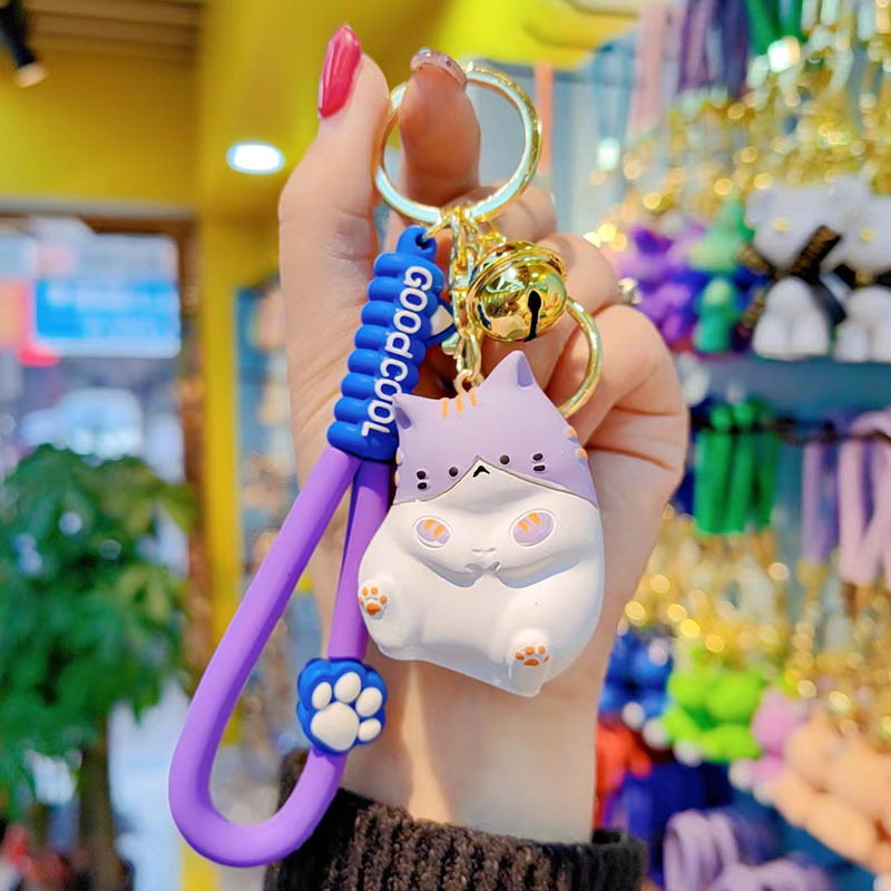 Resina de dibujos animados grasa gato llavero hembra lindo exquisito teléfono móvil cadena pulsera muñeca lindo llavero bolsa colgante