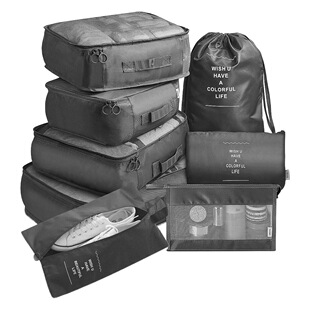 Cross-border Clothing Organizer Bag Set Luggage Sub-bag Underwear Storage Bag Waterproof Travel Storage 8-piece Set