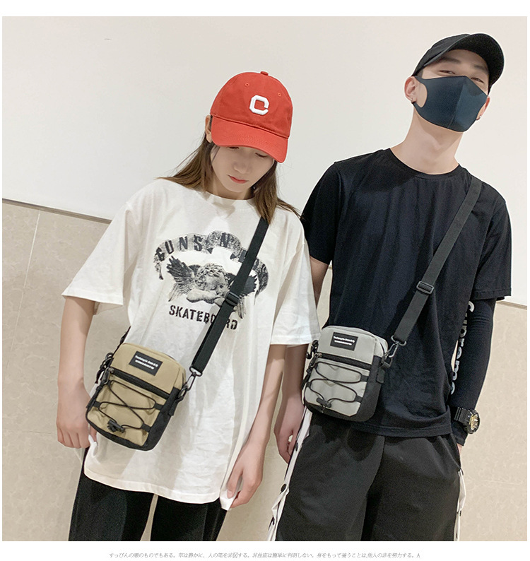 67g Weight Zipper Closure Type Single Shoulder Strap Strap Type Crossbody Bag Bags Type Nylon Material Letter Pattern Streetwear Style Square Shape Khaki, Light Grey, White, Black Color Small Size Small Nylon Letter Streetwear Square Zipper Crossbody Bag 1