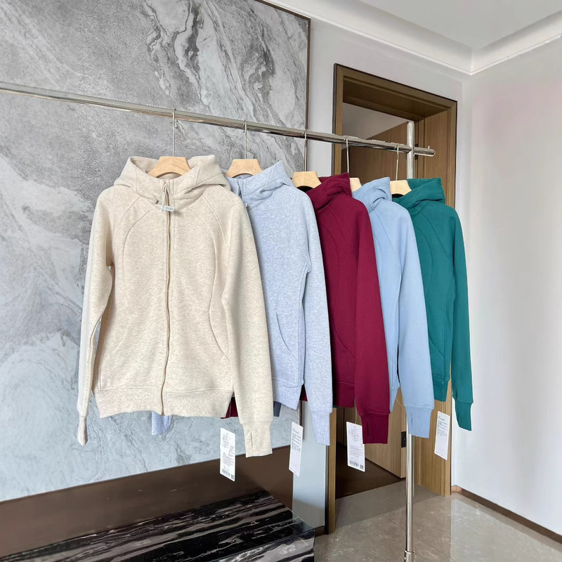 Women's Autumn and Winter Fleece-Lined Full-Zip Hooded Sweatshirt for Sports, Yoga, Outdoor Activities, and Everyday Wear, Slim-Fit Hooded Jacket