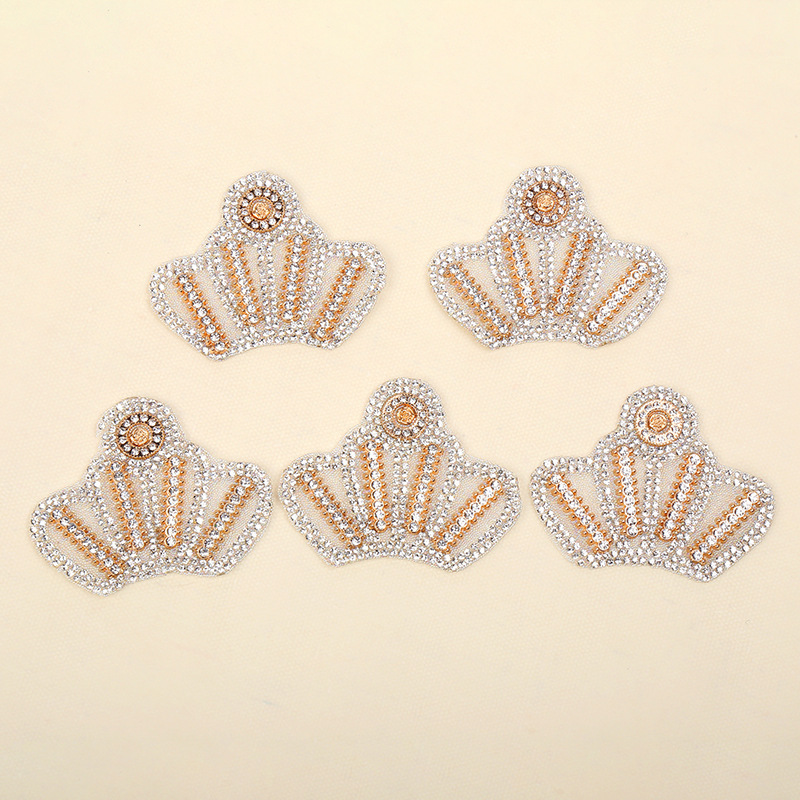 混色水钻皇冠布贴创意皇冠烫钻烫图diy箱包服装补丁贴厂家批发