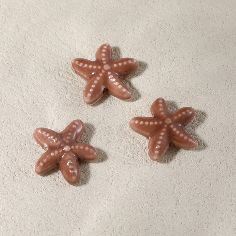 海星陶瓷珠手绘珠穿孔海星散珠 手工diy手链项链挂饰串珠饰品配件|undefined