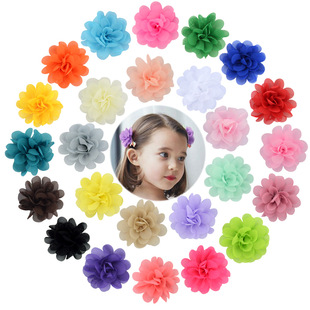 European and American children's hairpin hair accessories 5cm chiffon flowers with hairpin baby hairpin side clip girls headdress wholesale