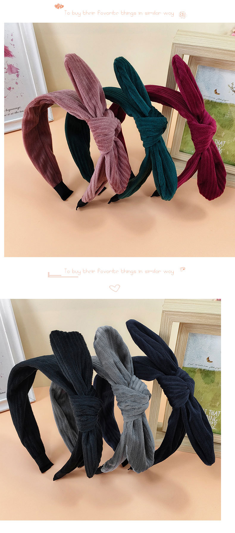 New Striped Flannel Rabbit Ears Headband Simple Hairpin Bow Hair Accessories display picture 5