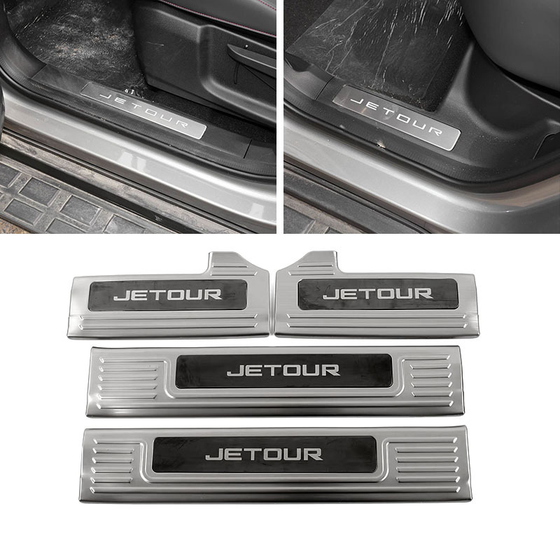 Suitable for Jetour T2 Stainless Steel Threshold Strip Modification, Welcome Pedal, Trunk Guard, Tailgate Traveler