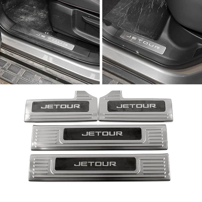 Guard, Tailgate Traveler, Dekorativ pedal başlıqları - door-inside-low-configuration-4-pieces-of-inner-sill-strips-stainless-steel-silver-titanium-brushed-fizjp-suitable-for-23-jitu-travelers