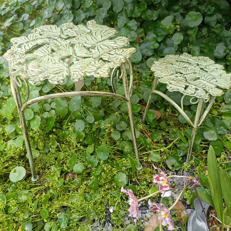 나비 디자인 주철 플라워 스툴 그린 2개 세트