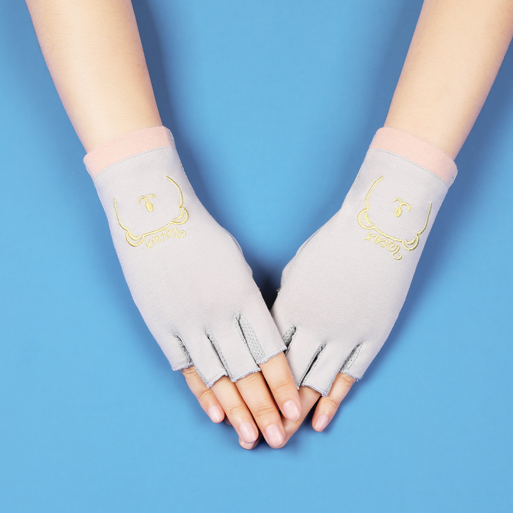 Guantes de protección solar con los dedos descubiertos, mujeres delgadas, conducción de verano, ciclismo, antideslizante, antiultravioleta, recolección de té, manicura, guantes de medio dedo