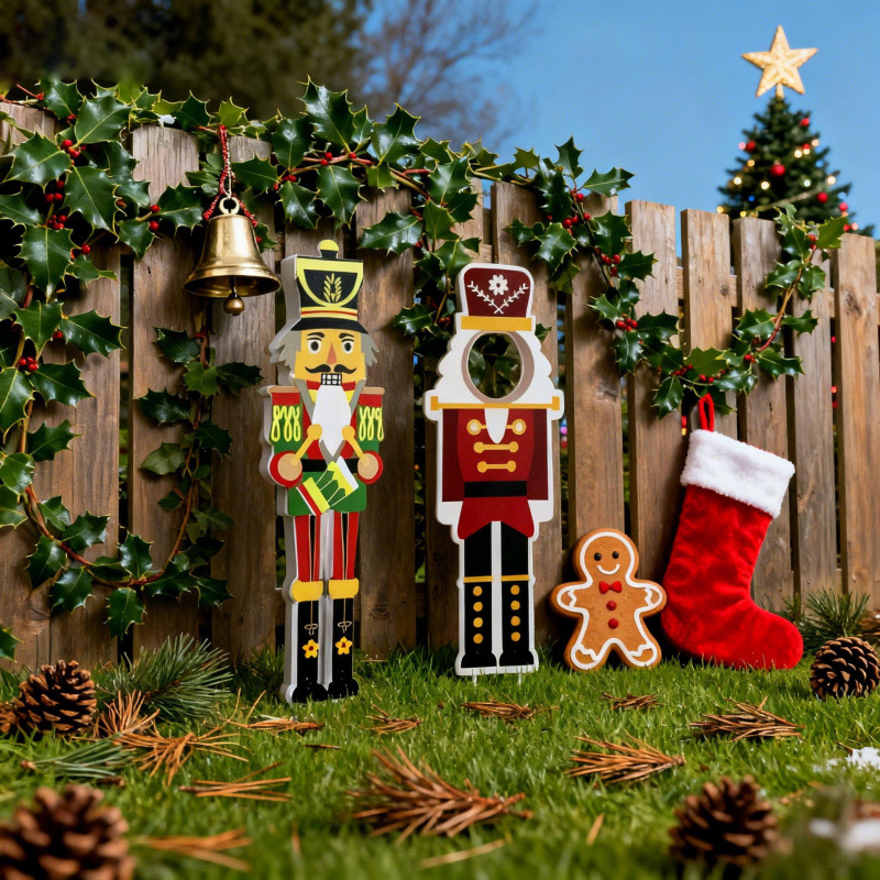 Inventario de nuevos accesorios de decoración de Navidad escenario de diseño de cascanueces de hierro soldados 2 piezas