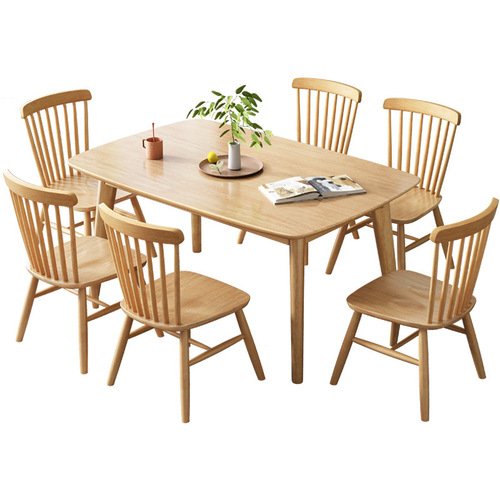 Nordic solid wood dining table and chair combination modern simple home dining table small apartment rectangular simple dining table