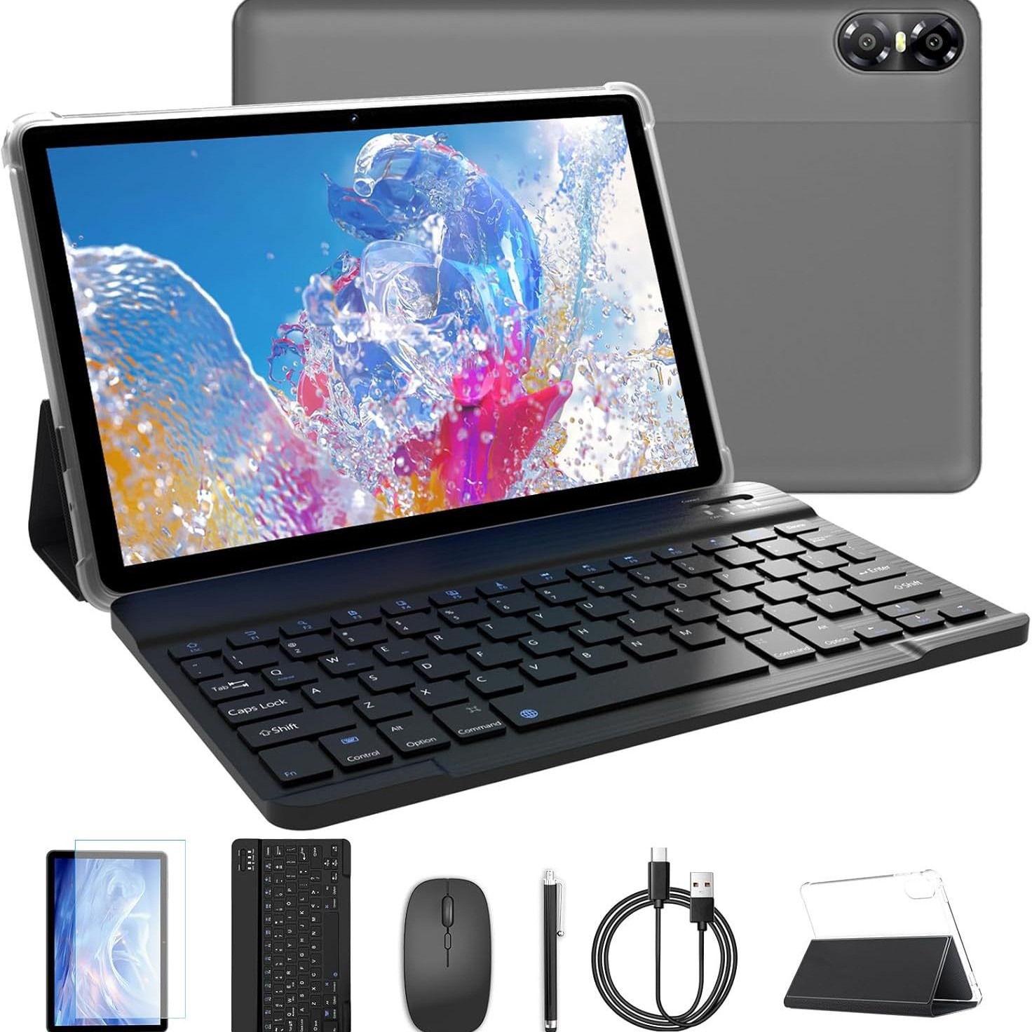 跨境专供10.1带键盘鼠标八核双频5Gwifi6、box喇叭平板电脑