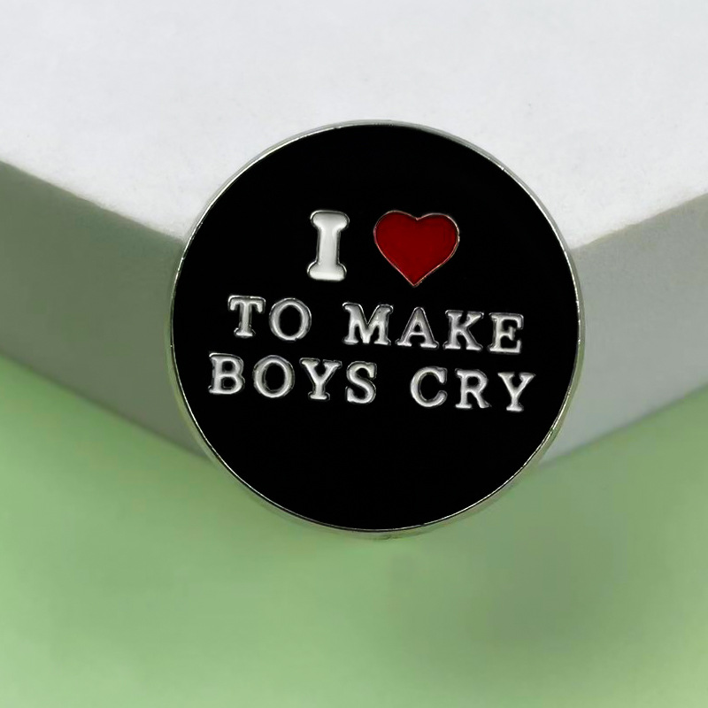 Insignia de metal con letras en inglés creativas europeas y americanas, personalidad, amor negro, ropa, bolsos, accesorios, broches transfronterizos