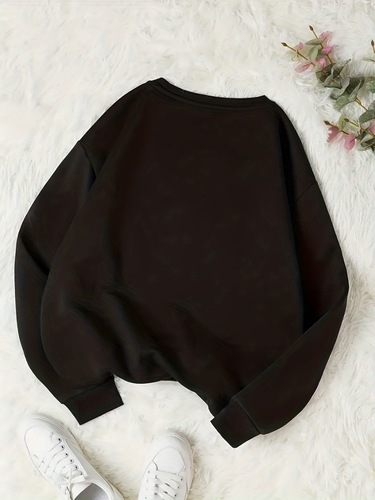 New European and American-style trendy color-printed sweatshirt hoodie for women—casual, long-sleeved, crewneck, loose-fitting, vintage-style women’s wear in European and American fashion.