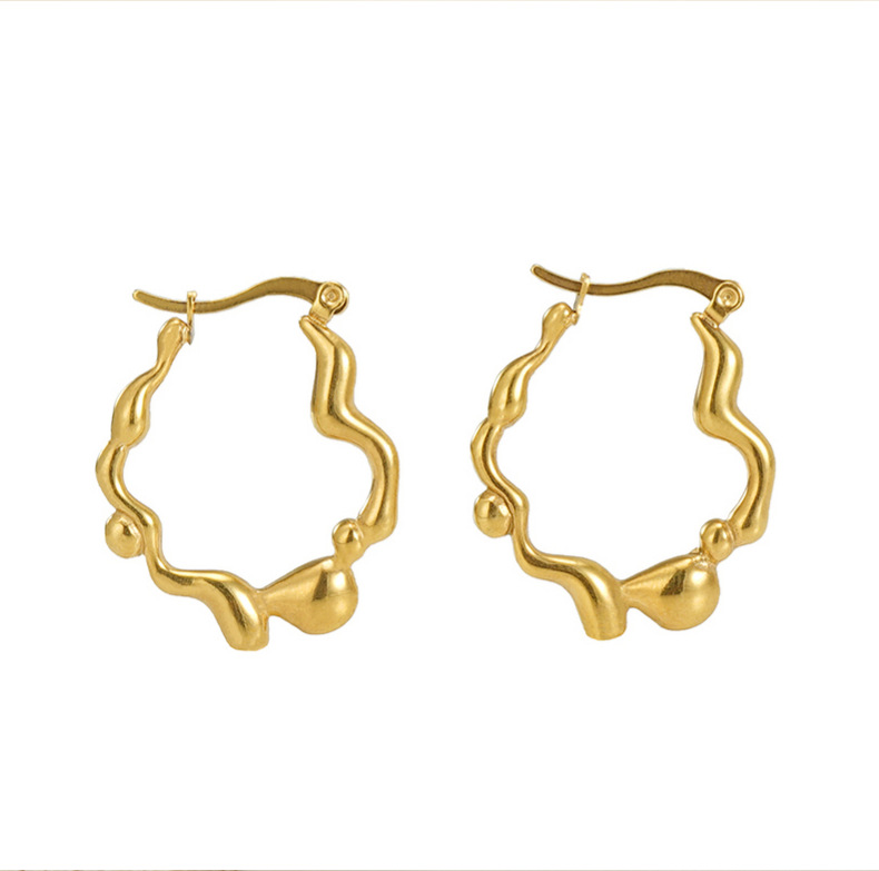 1 Pair Fashion Waves Irregular Stainless Steel 18k Gold Plated Hoop Earrings display picture 4