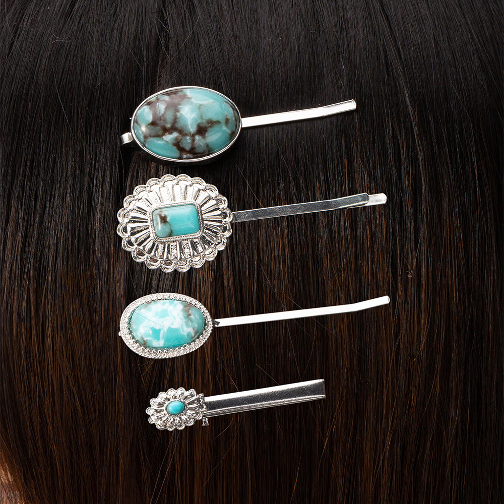 Women's Casual Retro Geometric Alloy Turquoise Plating Hair Clip display picture 36