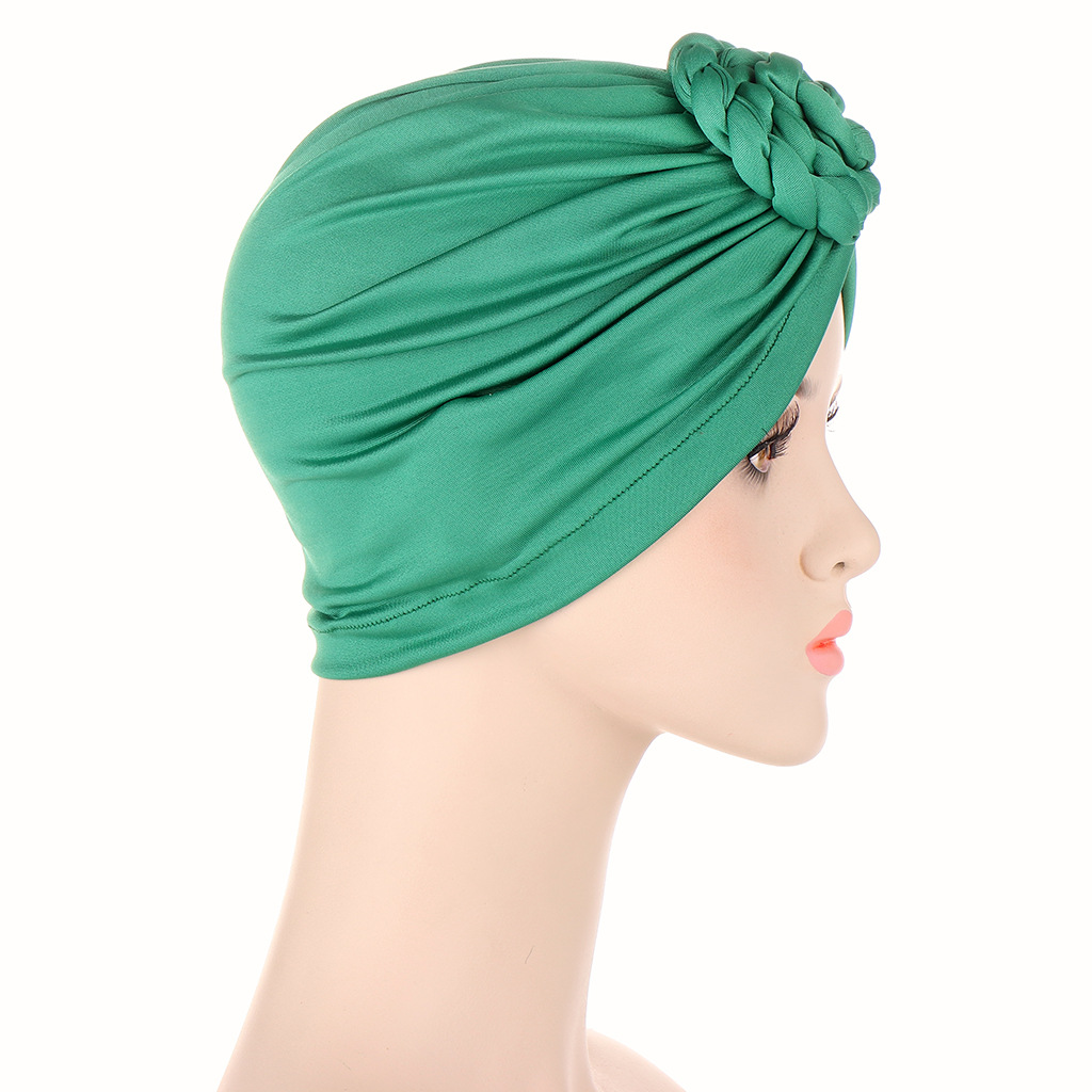 Cappello turbante a torsione di lumaca Cappello piccolo Baotou in tinta unita Cappello turbante con fondo alla moda_voghion.com