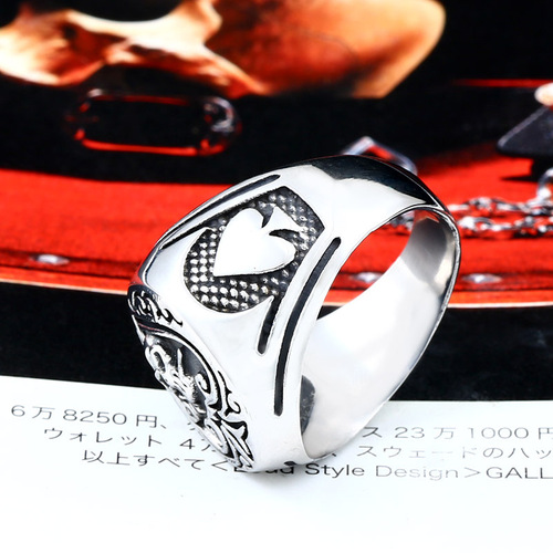 beier foreign trade new spade heart retro stainless steel ring European and American men's skull titanium steel ring wholesale