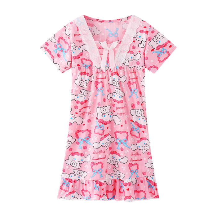 Pijama infantil princesa viento de verano nuevo pijama de niña manga corta Melody vestido de dibujos animados ropa para el hogar