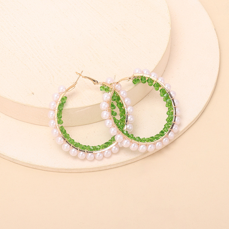 Earrings Classification Ethnic Style Geometric Big Circle Pearl Crystal Earrings