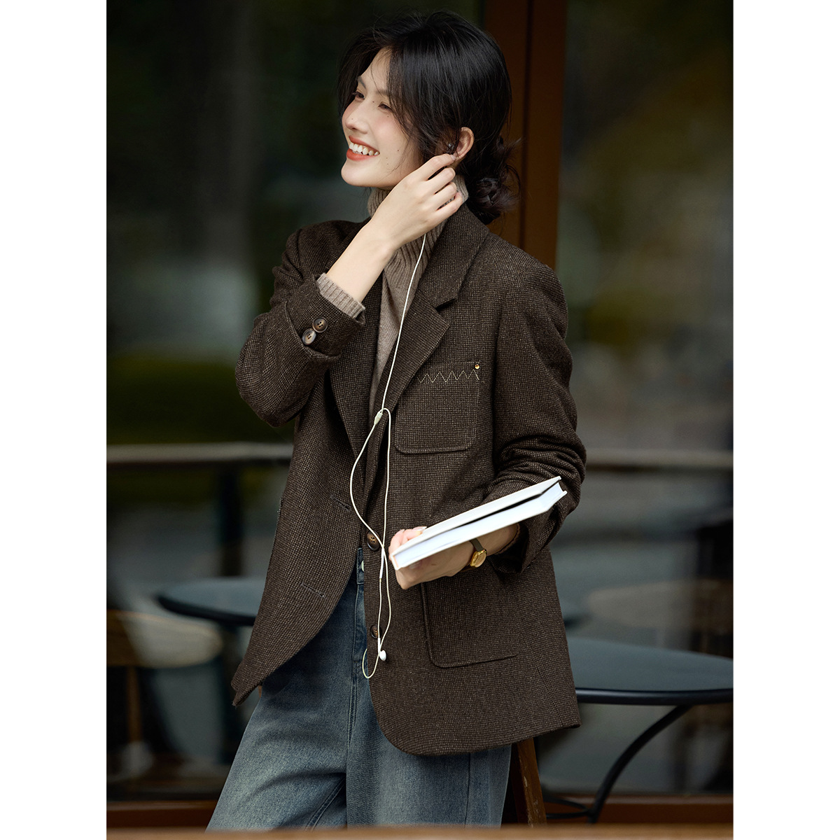 Xwi Xinwei Retro British Embroidered Suit Jacket for Women 2025 Autumn and Winter Elegant and Decent Suit Top