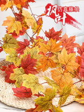 仿真红枫叶藤条挂壁假树叶子万圣节主题橱窗造景墙面吊顶装饰花藤
