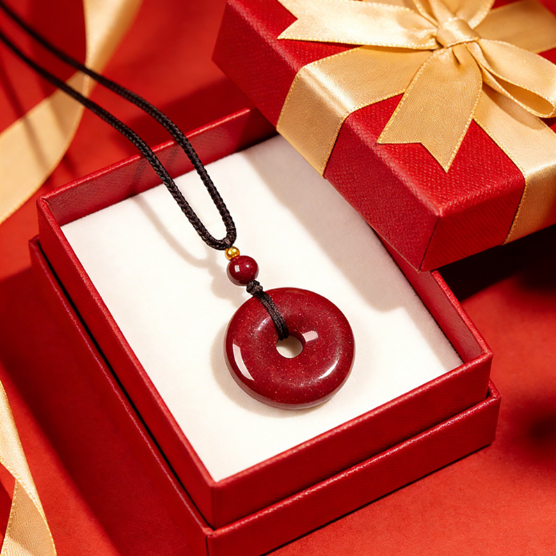 High-purity cinnabar safety buckle pendant men's and women's original year sweater chain pendant children's necklace pendant tremolo fast hand with the same