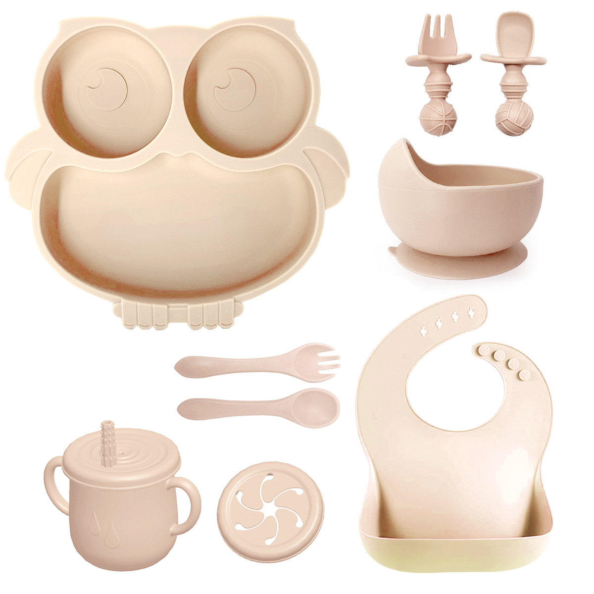 Nuevos productos de silicona cucharas para bebés, cubiertos para niños, cucharas para cubículos, cucharas para cubículos