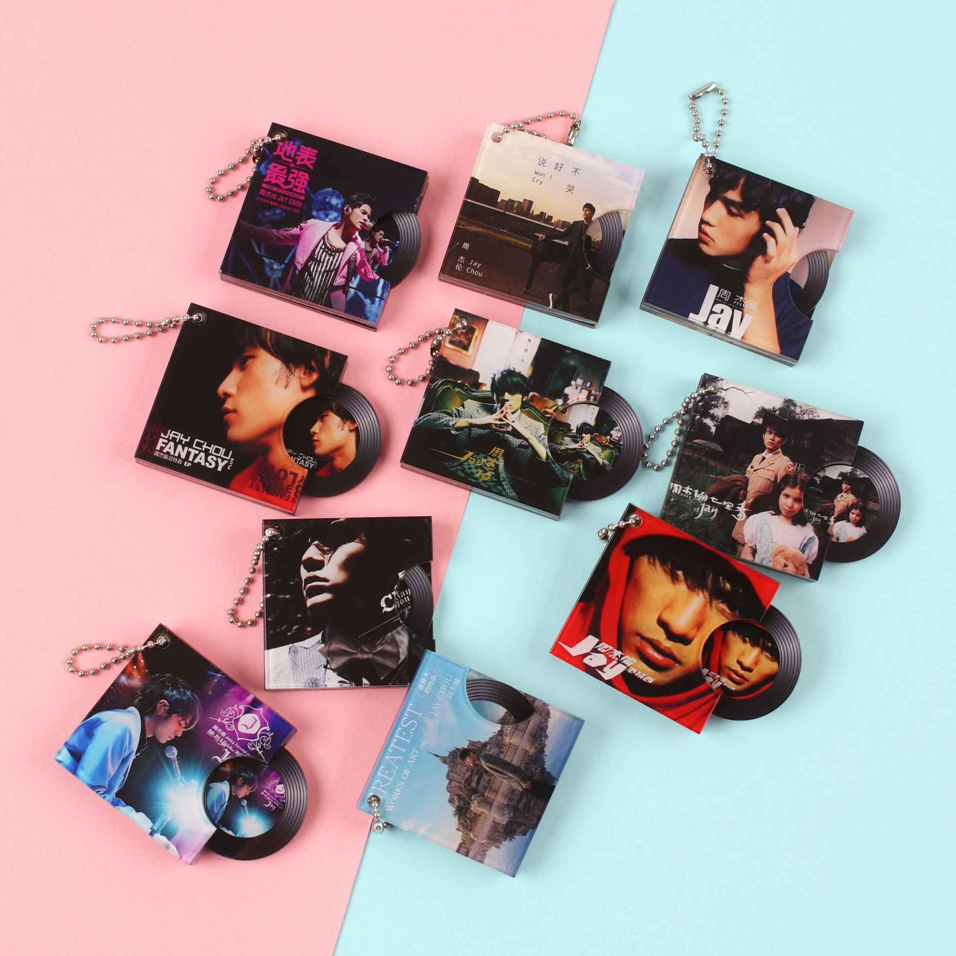 Acrílico nfc drenando llavero mini álbum disco de vinilo CDdiy soporte estrella colgante periférico