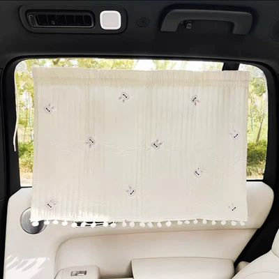 Car Sunshade Side Curtain Car Car curtains - quilted-wool-ball-embroidered-curtain-bunny