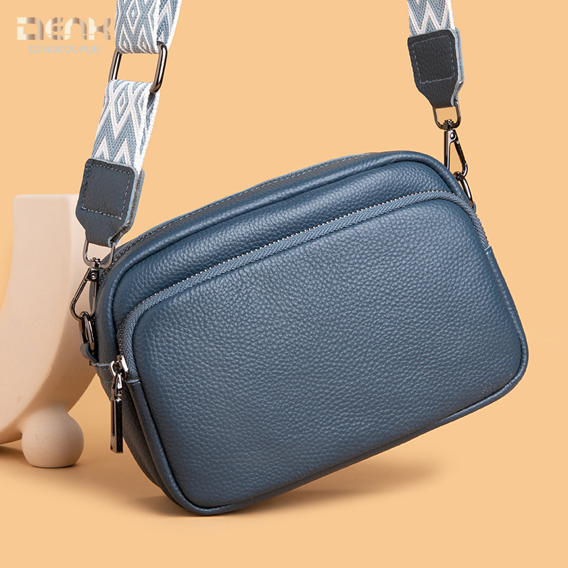 DENK Cross-border Genuine Leather Women's Bag 2025 New Trendy Fashion Niche Shoulder Crossbody Bag Top Grain Cowhide Small Square Bag - Thumbnail 4