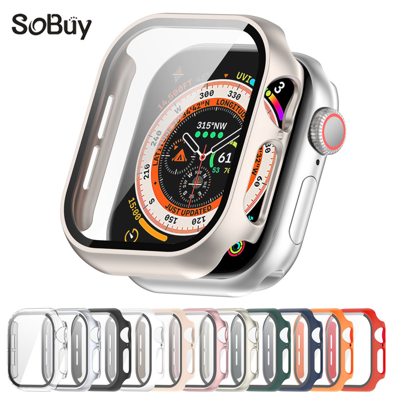 Suitable for Apple Watch Case, Pc Integrated Case, Apple Watch 12 Protective Case, iWatch Tempered Glass Film