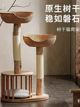 实木小型藤编猫爬架猫窝猫树小户型不占地猫抓板树干猫架猫爬柱