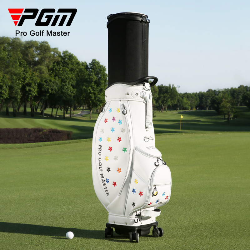 Túi golf PGM bốn bánh đẩy phẳng, thiết kế hoa thêu, kích thước 127×25×29 cm — Qb138-trắng (giao hàng che mưa), QB138-Đen (giao hàng che mưa)