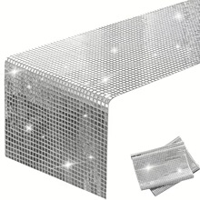 跨境复古disco桌旗迪斯科亮片桌布欧式婚礼舞会派对装饰圣诞餐桌