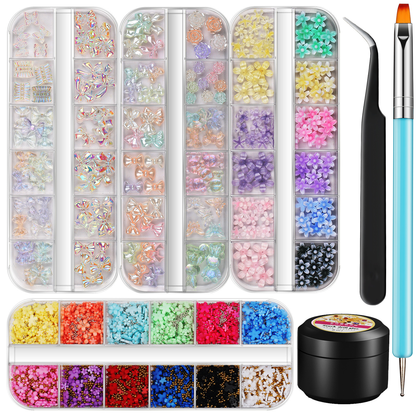 50g Weight Nail Decoration Accessories Nail Supplies Resin Material Flower, Butterfly Pattern Flower Butterfly Resin Nail Decoration Accessories 1