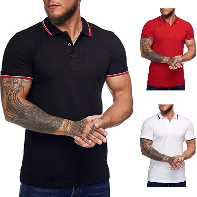 Short sleeved POLO Sweater Couples dress Neckline Color matching polo Easy Lapel Short sleeved T-shirt motion leisure time jacket