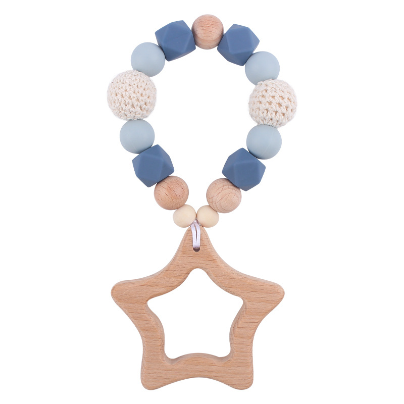 Nuevo bebé de dibujos animados Beech Star teether DIY calmante bebé mordedura de pegamento molar pulsera juguete