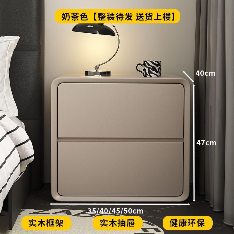 Mesa de té de madera sólida de alta calidad, mesa de cabecera de cama negra, gabinete de viento silencioso, gabinete simple de almacenamiento moderno, dormitorio simple