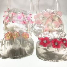 儿童手提包休闲包新款花朵丝绸包女童布包花朵造型可爱女童零钱包