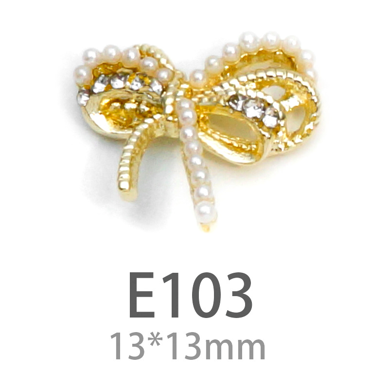 LZ nuevo rojo neto mismo estilo de uñas arco Aleación de uñas joyería arco de uñas de perlas de diamantes fábrica al por mayor