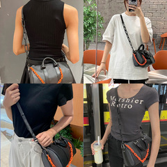 Applicable for Seniors keepall25 Black Warrior Transformation Acrylic Orange Decorative Chain Leather Crossbody Bag Shoulder Strap