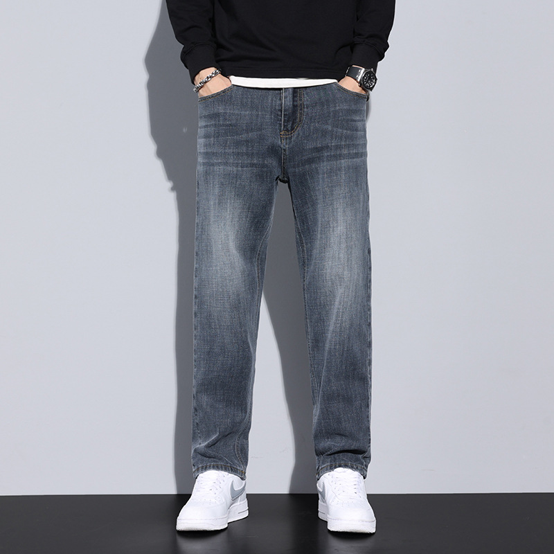 2026 primavera y otoño nuevos pantalones jeans de hombre relajados recto casual versátil pantalones de hombre delgados pantalones largos de otoño