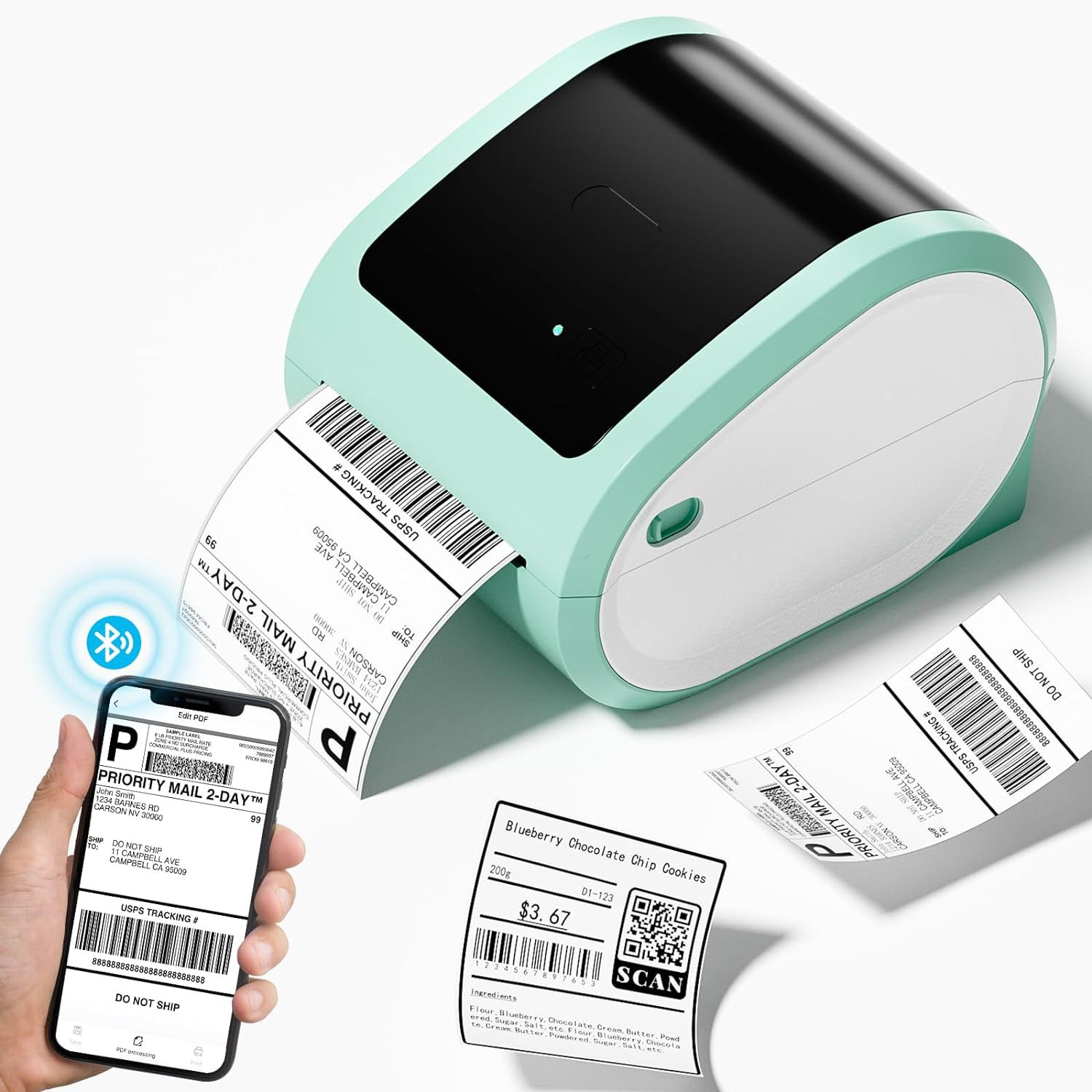 D520BT Bluetooth-Verde y blanco (30 hojas de 101,5*152mm de papel simple)