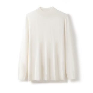2025 Autumn and Winter Pure Cashmere Worsted Thin Cashmere Sweater Simple Warm Half Turtleneck with Pure Color Top