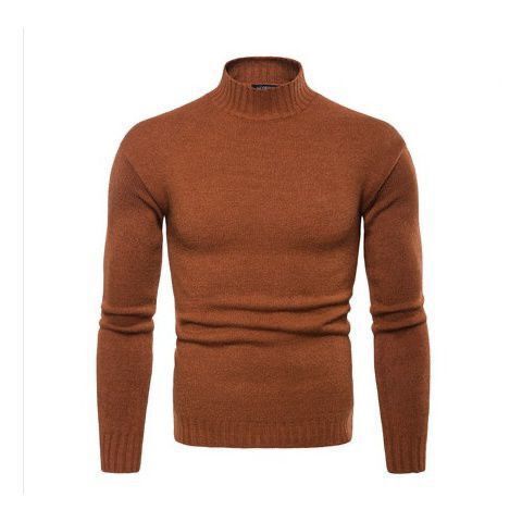 2022 AliExpress cross-border men's pullover solid color sweater European and American style semi-high collar loose men's sweater