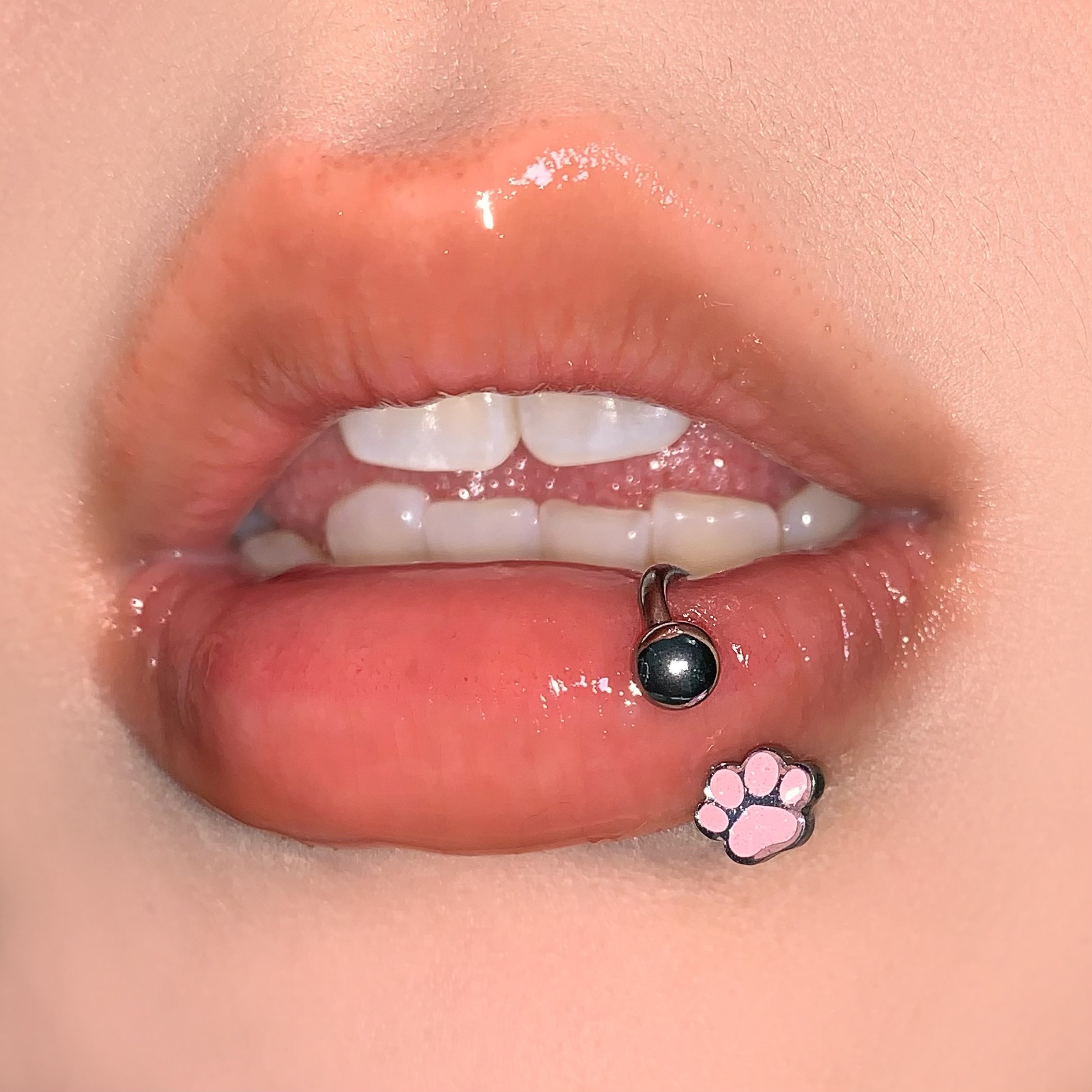 Labret stud lip piercing jewelry styling detail