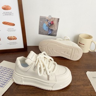 Popular White Shoes for Women 2025 Spring New Thick-Soled Heightening Casual Versatile Bread Shoes Dad Sports Sneakers